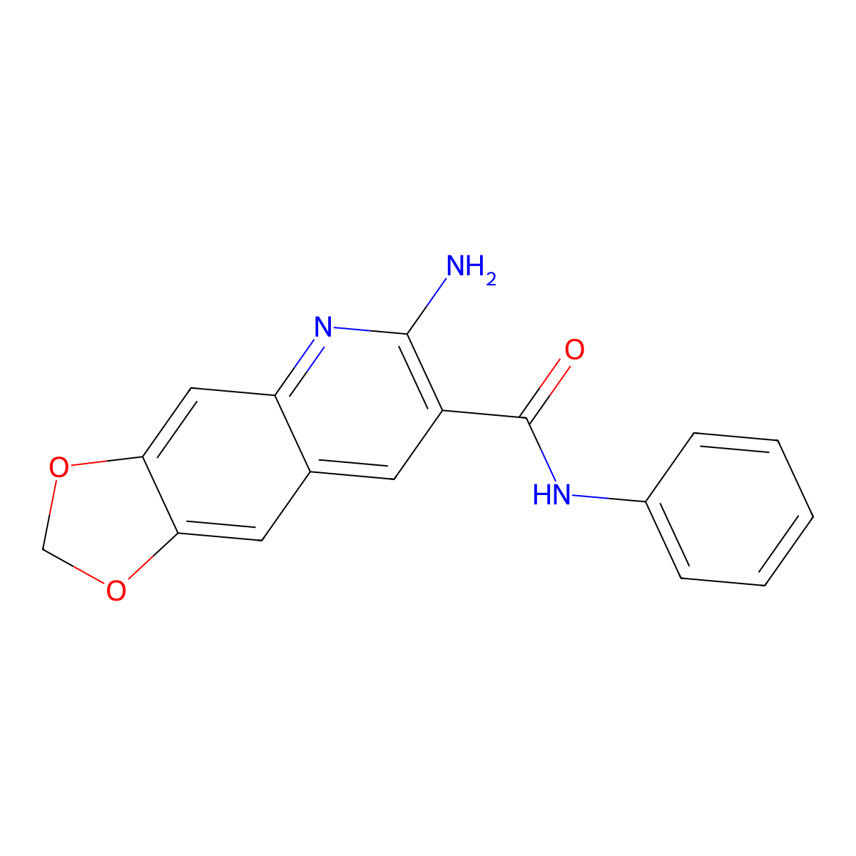 6-amino-N-phenyl-[1,3]dioxolo[4,5-g]quinoline-7-carboxamide molecular structure, CAS 131336-38-4