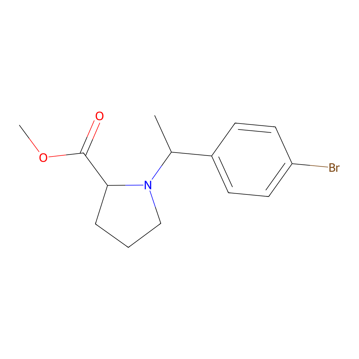 (S)-Methyl 1-((S)-1-(4-bromophenyl)ethyl)pyrrolidine-2-carboxylate molecular structure, CAS 1313365-73-9