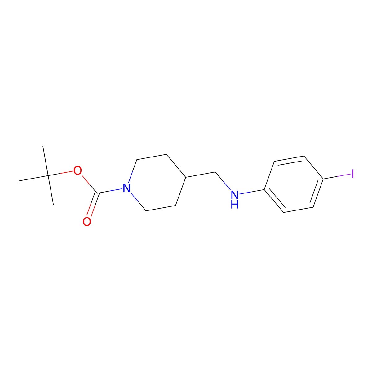 tert-Butyl 4-(((4-iodophenyl)amino)methyl)piperidine-1-carboxylate molecular structure, CAS 1313365-91-1