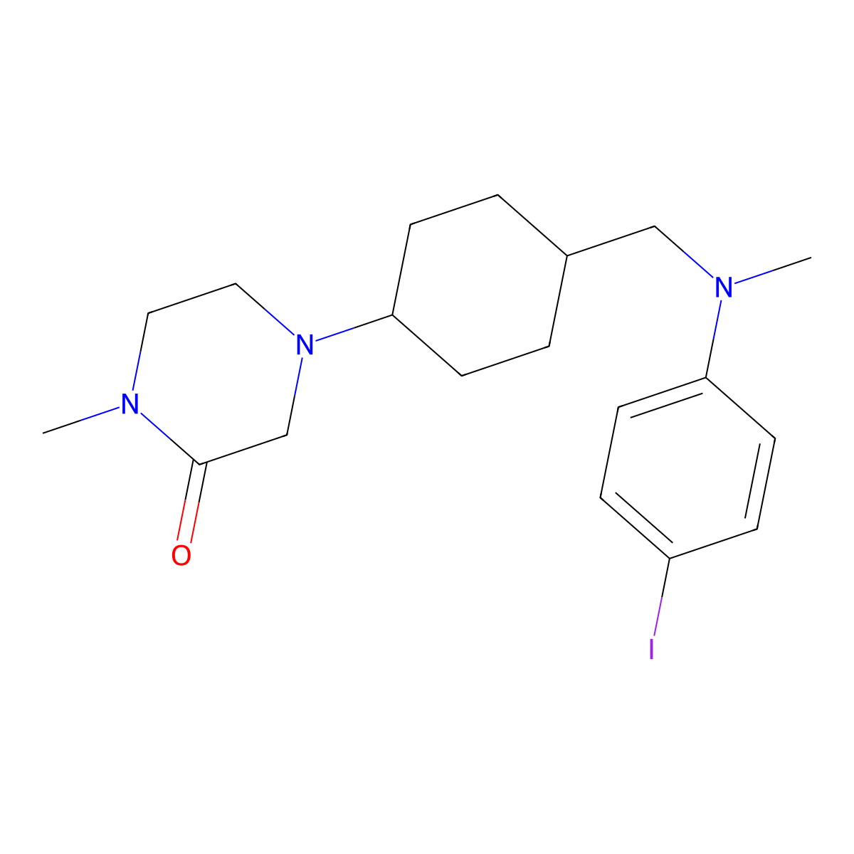 4-(Trans-4-(((4-iodophenyl)(methyl)amino)methyl)cyclohexyl)-1-methylpiperazin-2-one molecular structure, CAS 1313365-97-7
