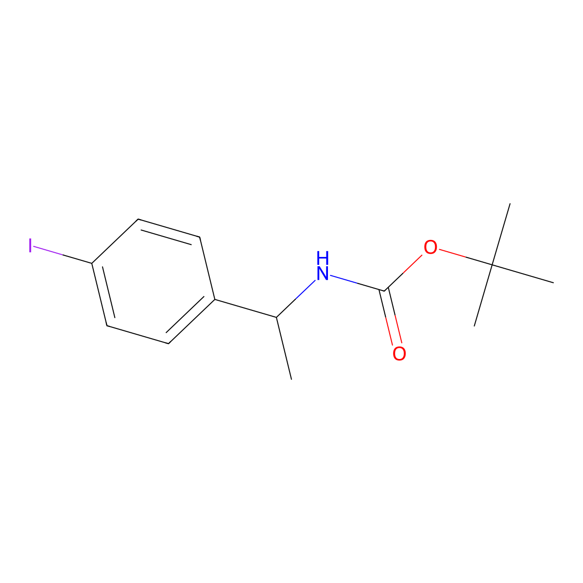 tert-butyl N-[(1S)-1-(4-iodophenyl)ethyl]carbamate molecular structure, CAS 1313367-04-2