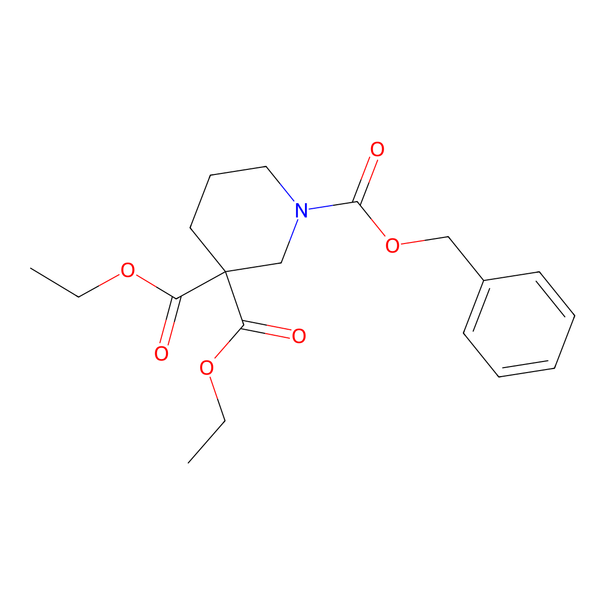 1-Benzyl 3,3-diethyl piperidine-1,3,3-tricarboxylate molecular structure, CAS 1313369-56-0