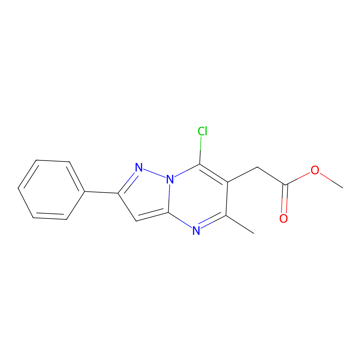 Methyl 2-(7-chloro-5-methyl-2-phenylpyrazolo[1,5-A]pyrimidin-6-YL)acetate molecular structure, CAS 1313377-99-9