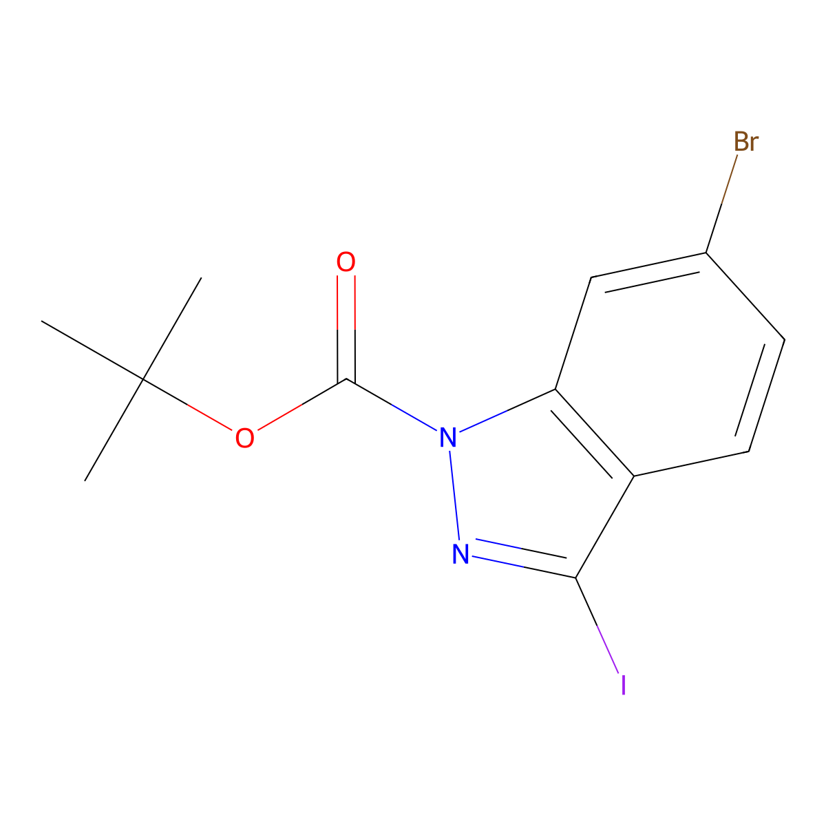 tert-butyl 6-bromo-3-iodo-1H-indazole-1-carboxylate molecular structure, CAS 1313387-72-2
