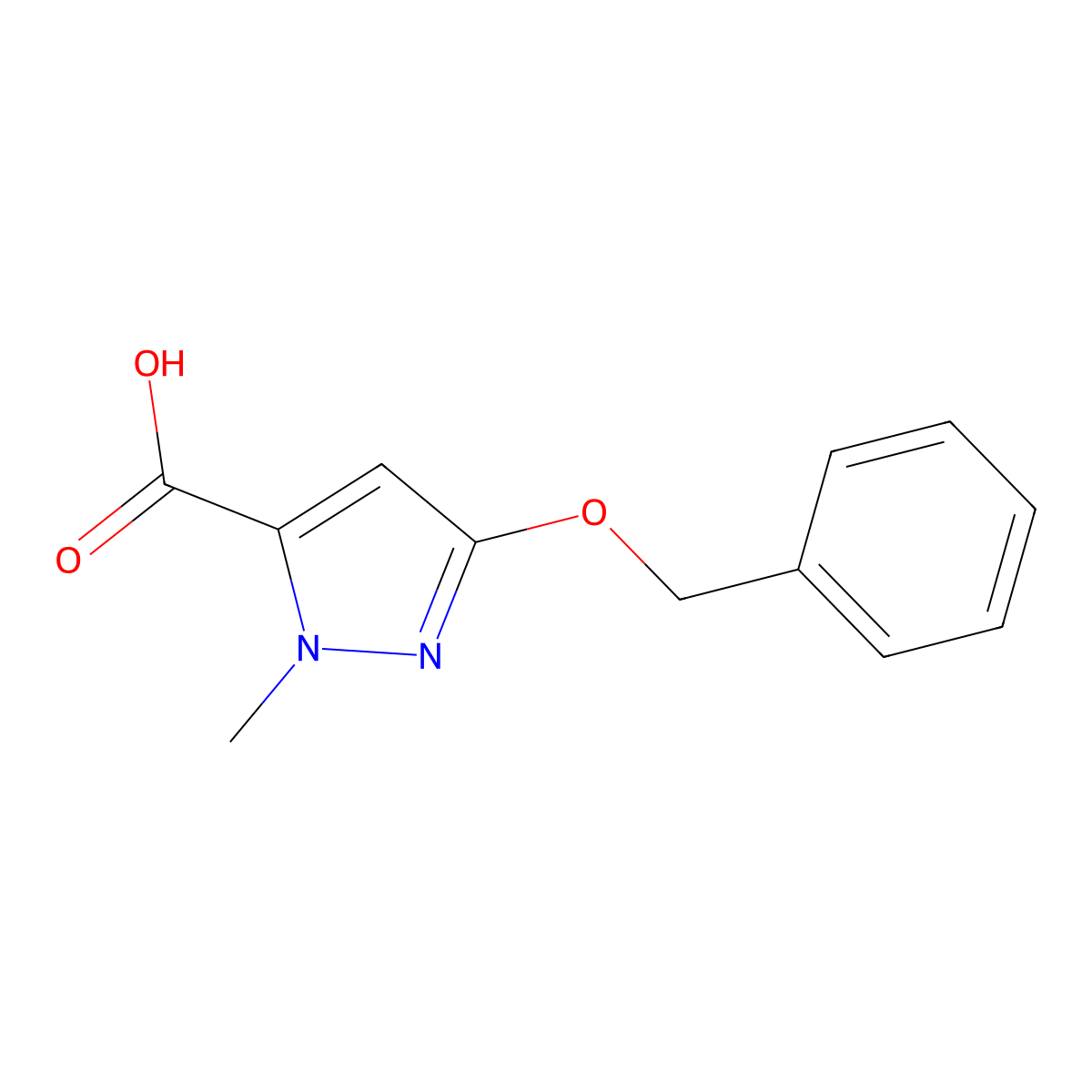 3-(benzyloxy)-1-methyl-1H-pyrazole-5-carboxylic acid molecular structure, CAS 1313389-24-0