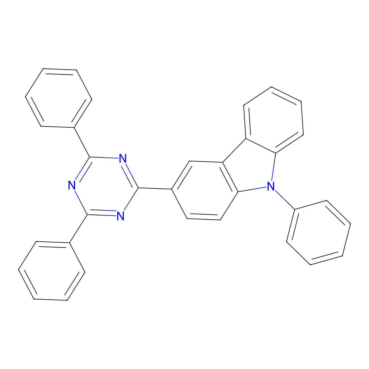 3-(4,6-Diphenyl-1,3,5-triazin-2-yl)-9-phenyl-9H-carbazole molecular structure, CAS 1313391-57-9