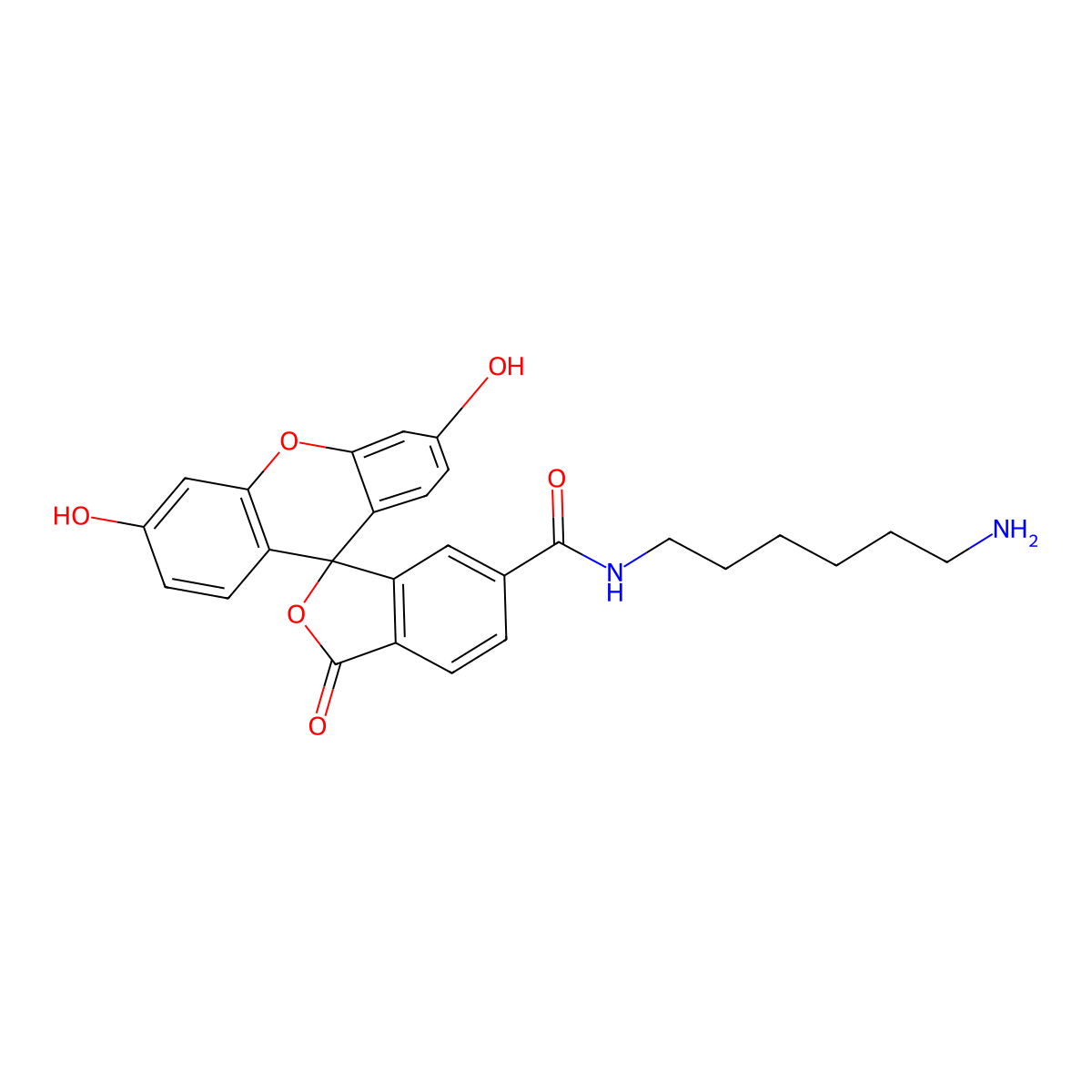N-(6-Aminohexyl)-3',6'-dihydroxy-3-oxo-3H-spiro[isobenzofuran-1,9'-xanthene]-6-carboxamide molecular structure, CAS 1313393-44-0