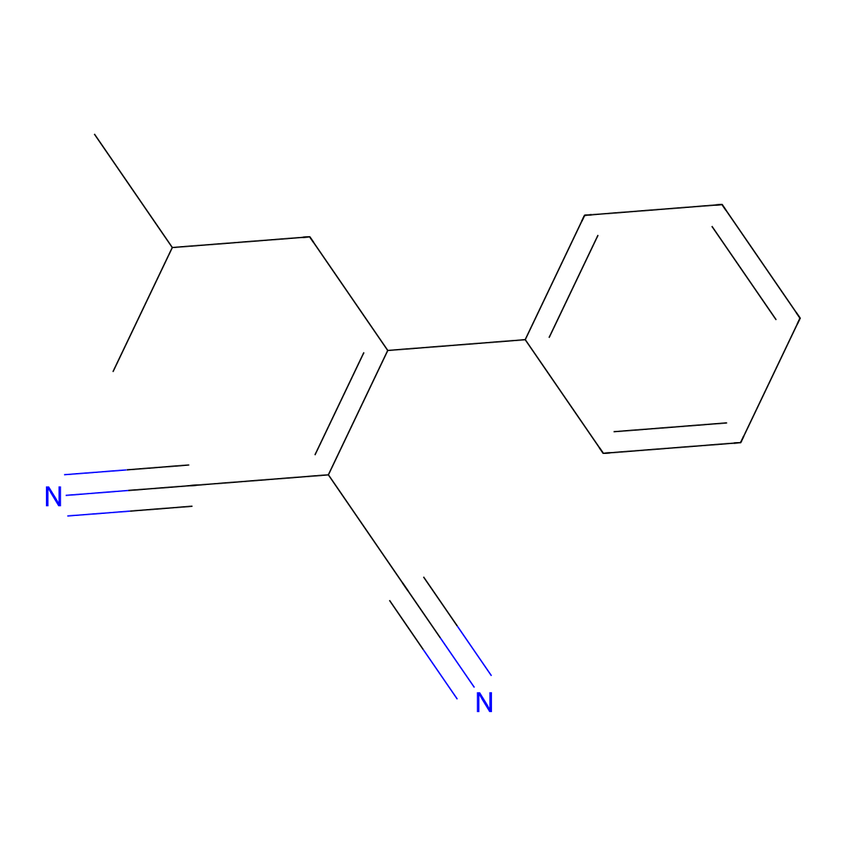 2-(3-Methyl-1-phenylbutylidene)malononitrile molecular structure, CAS 13134-12-8