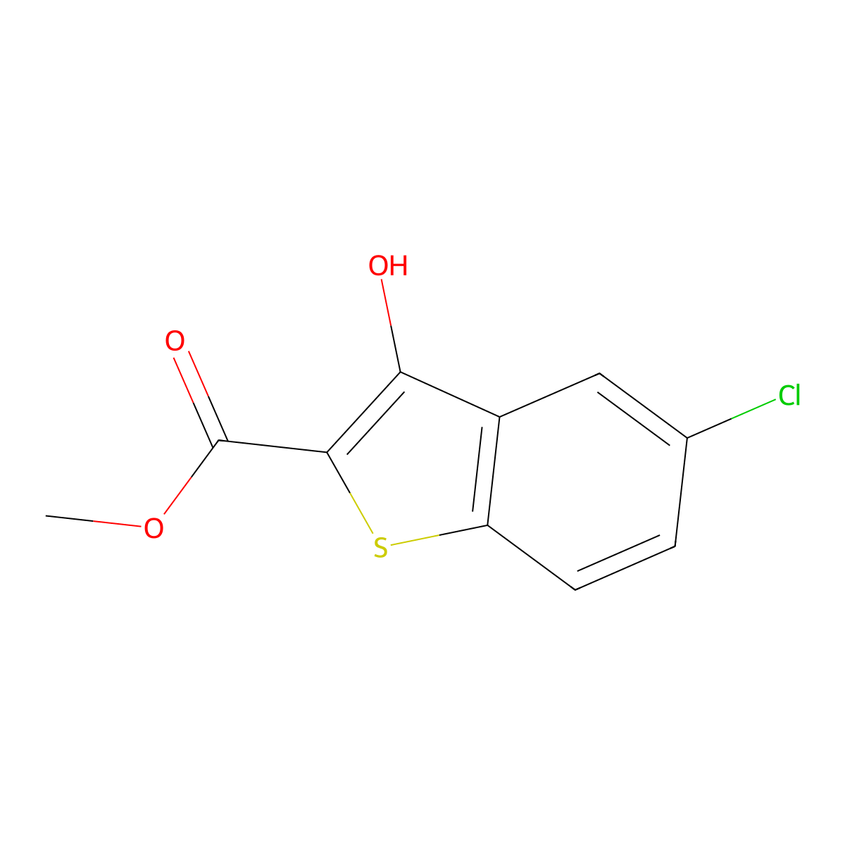 Benzo[b]thiophene-2-carboxylic acid, 5-chloro-3-hydroxy-, methyl ester molecular structure, CAS 13134-77-5