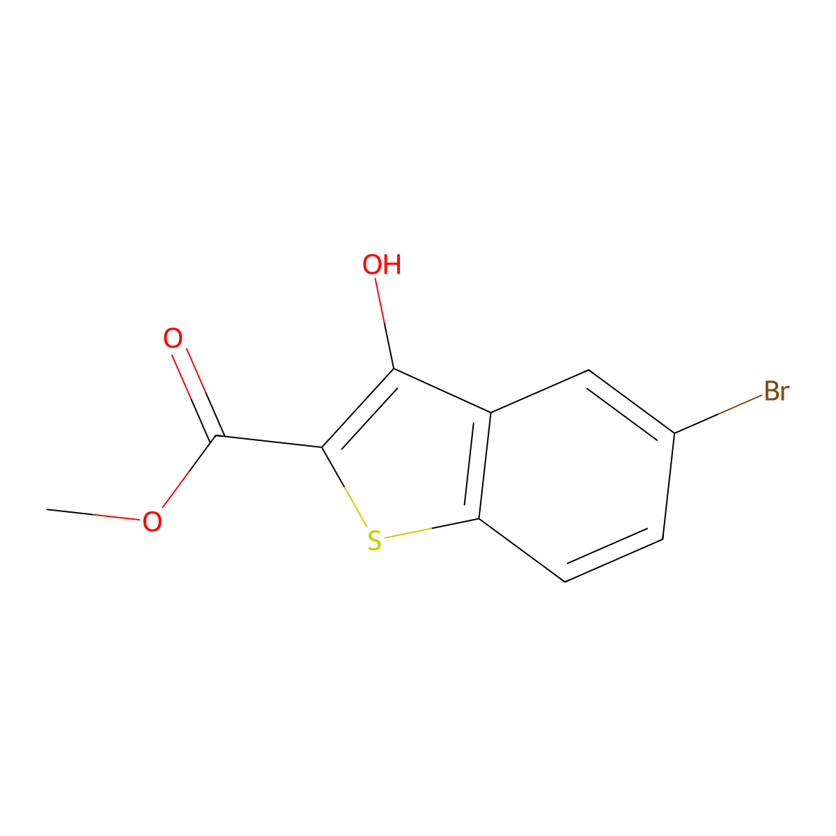Methyl 5-bromo-3-hydroxybenzo[b]thiophene-2-carboxylate molecular structure, CAS 13134-78-6