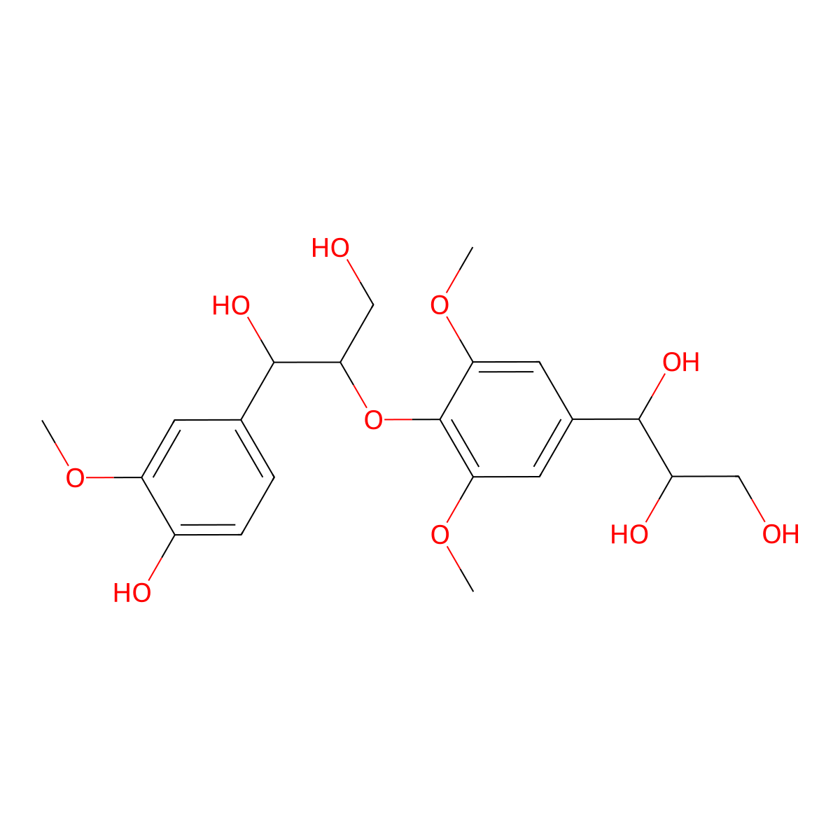 1-(4-((1,3-Dihydroxy-1-(4-hydroxy-3-methoxyphenyl)propan-2-yl)oxy)-3,5-dimethoxyphenyl)propane-1,2,3-triol molecular structure, CAS 1313434-74-0