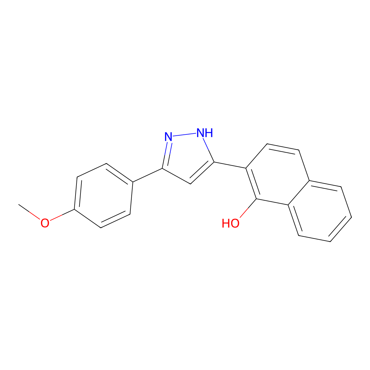 2-(5-(4-methoxyphenyl)-1H-pyrazol-3-yl)naphthalen-1-ol molecular structure, CAS 131346-18-4