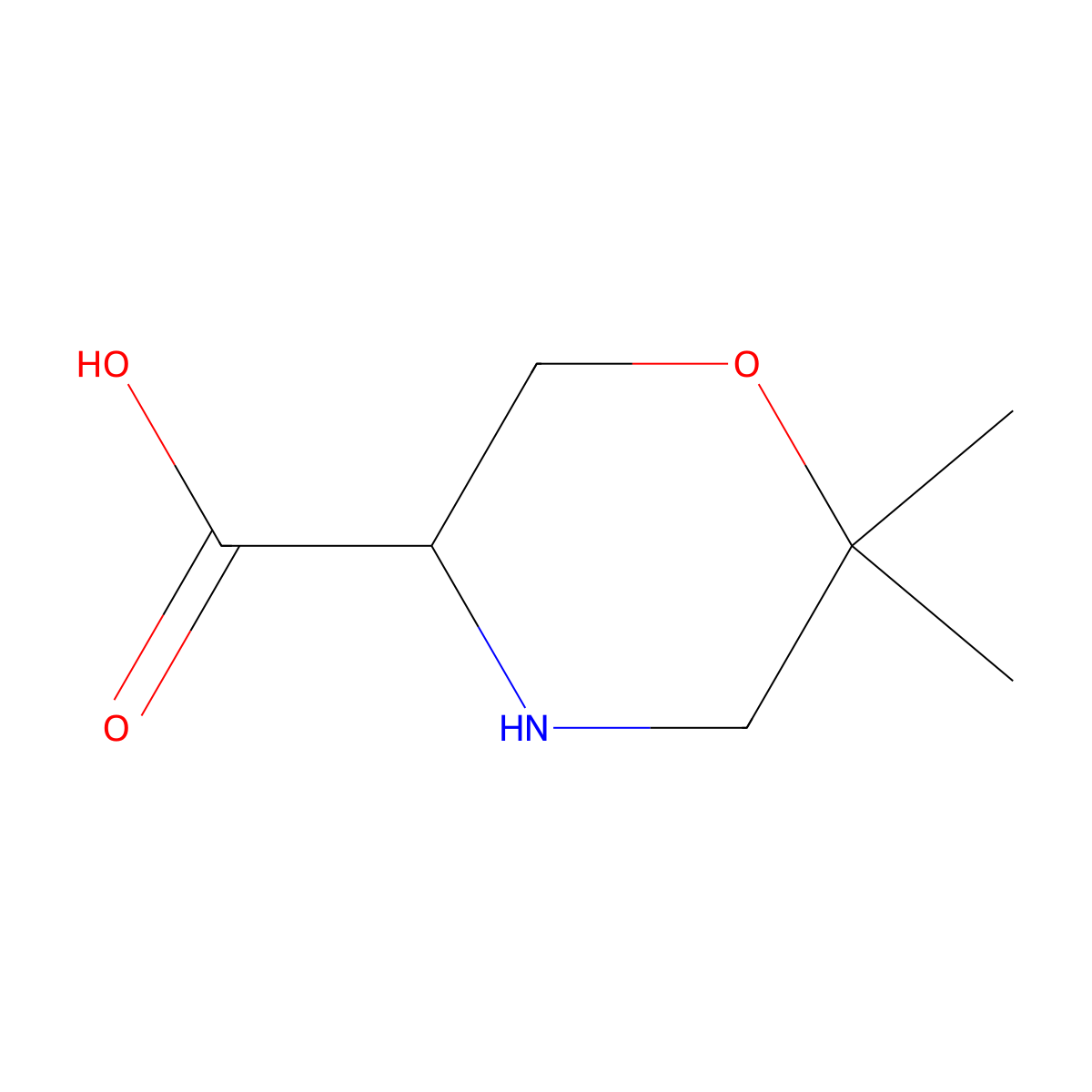 (R)-6,6-Dimethylmorpholine-3-carboxylic acid molecular structure, CAS 1313479-60-5