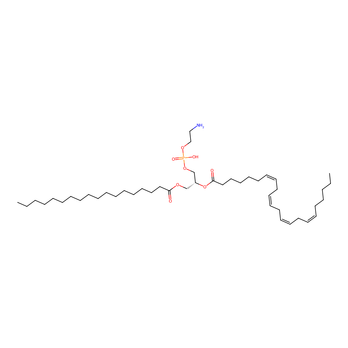PE(18:0/22:4(7Z,10Z,13Z,16Z)) molecular structure, CAS 131350-53-3