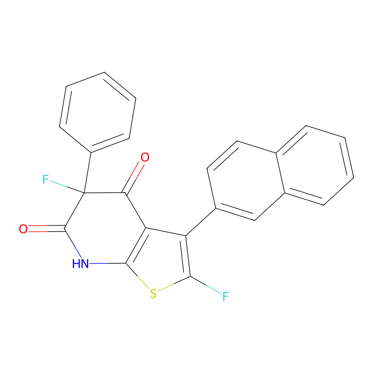 2,5-Difluoro-3-(naphthalen-2-yl)-5-phenyl-4H,5H,6H,7H-thieno[2,3-b]pyridine-4,6-dione molecular structure, CAS 1313504-21-0