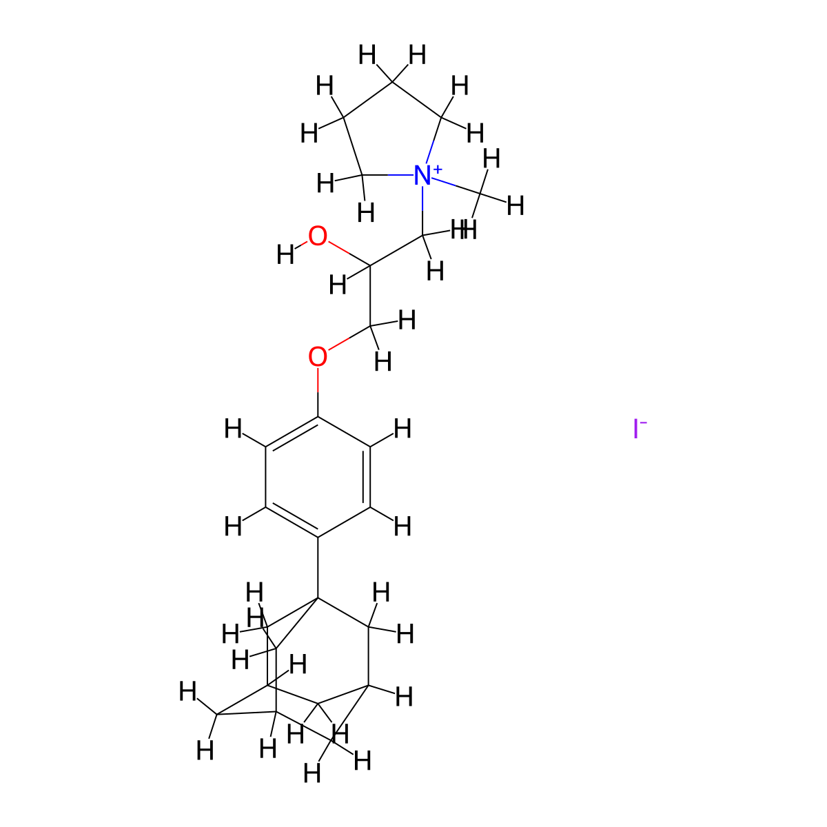 1-(3-(4-((3r,5r,7r)-Adamantan-1-yl)phenoxy)-2-hydroxypropyl)-1-methylpyrrolidin-1-ium iodide molecular structure, CAS 1313527-10-4