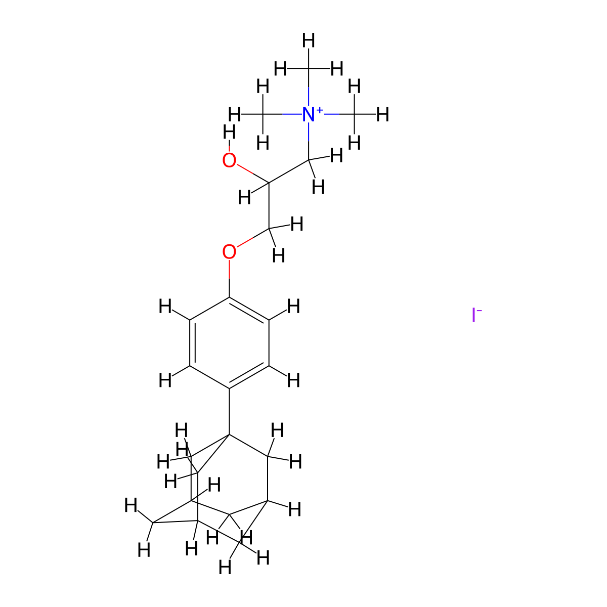 {3-[4-(Adamantan-1-yl)phenoxy]-2-hydroxypropyl}trimethylazanium iodide molecular structure, CAS 1313527-14-8