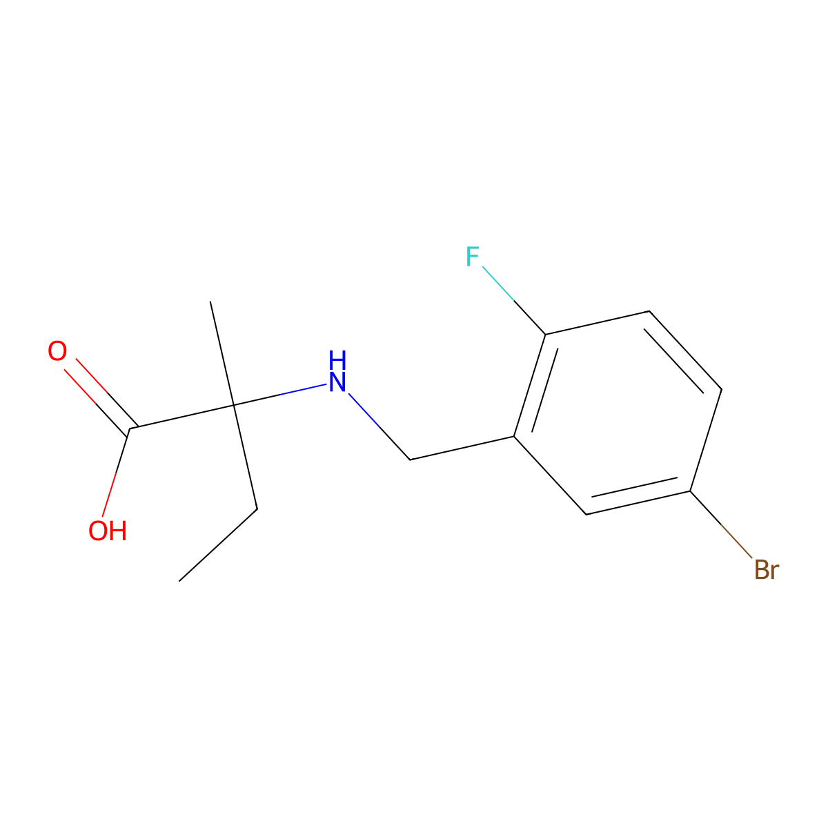 N-[(5-Bromo-2-fluorophenyl)methyl]-L-isovaline molecular structure, CAS 1313544-49-8