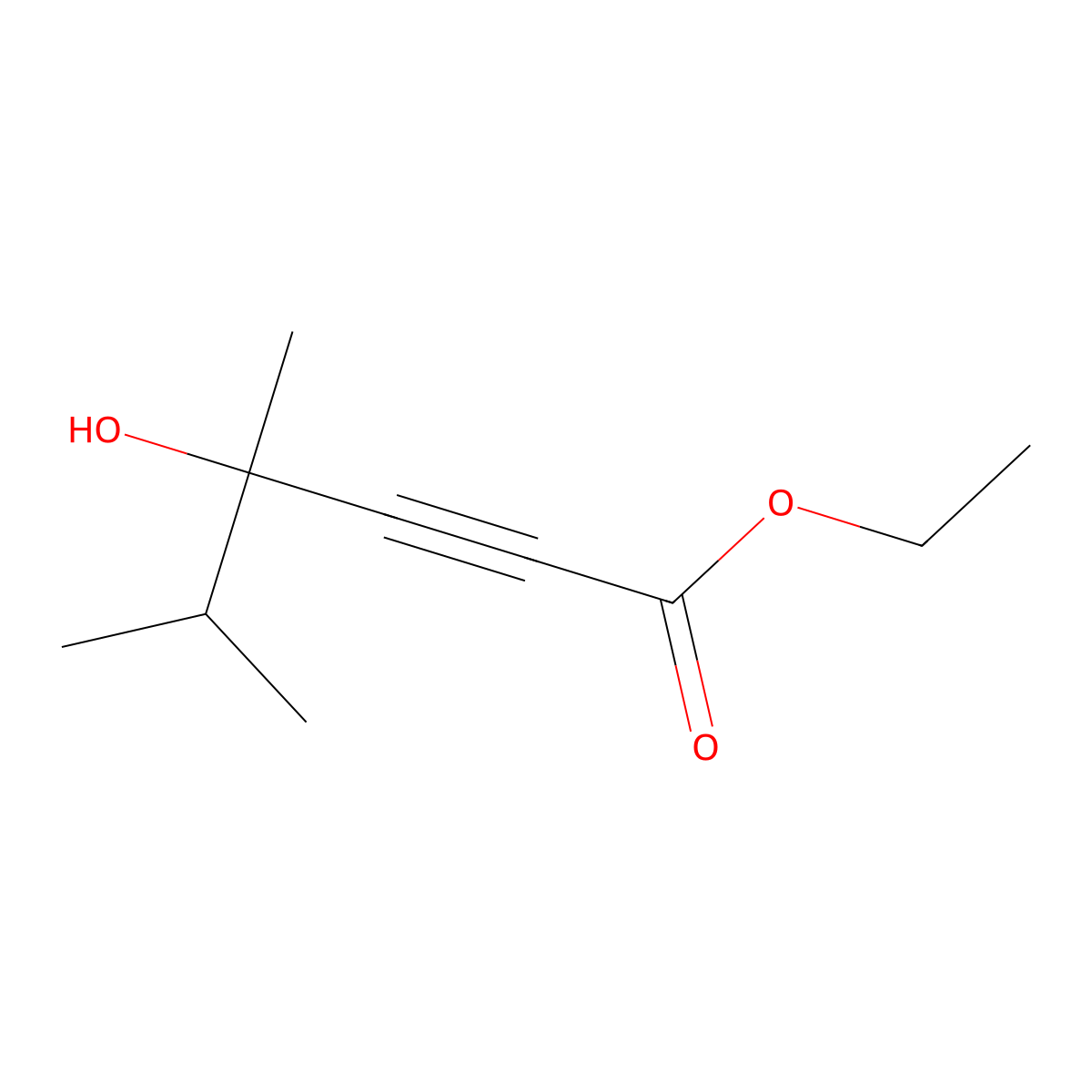 2-Hexynoic acid, 4-hydroxy-4,5-dimethyl-, ethyl ester molecular structure, CAS 131356-71-3