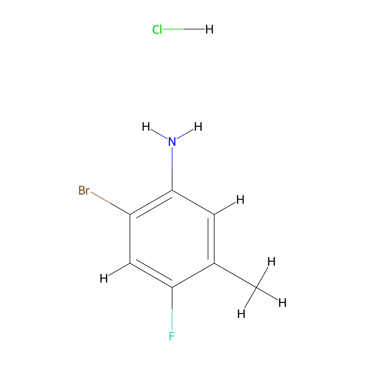 2-Bromo-4-fluoro-5-methylaniline hydrochloride molecular structure, CAS 1313588-95-2