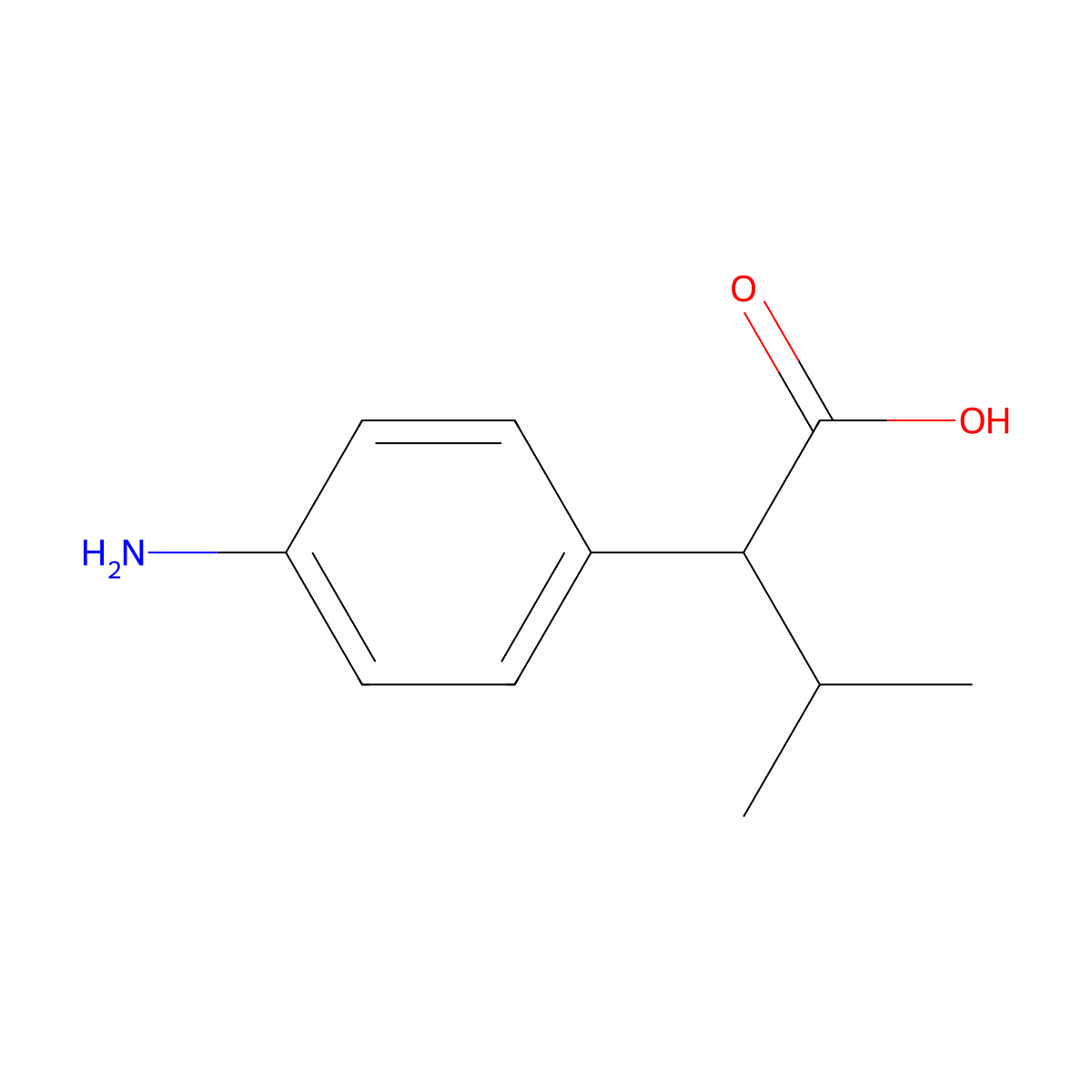 2-(4-Aminophenyl)-3-methylbutanoic acid molecular structure, CAS 131361-69-8