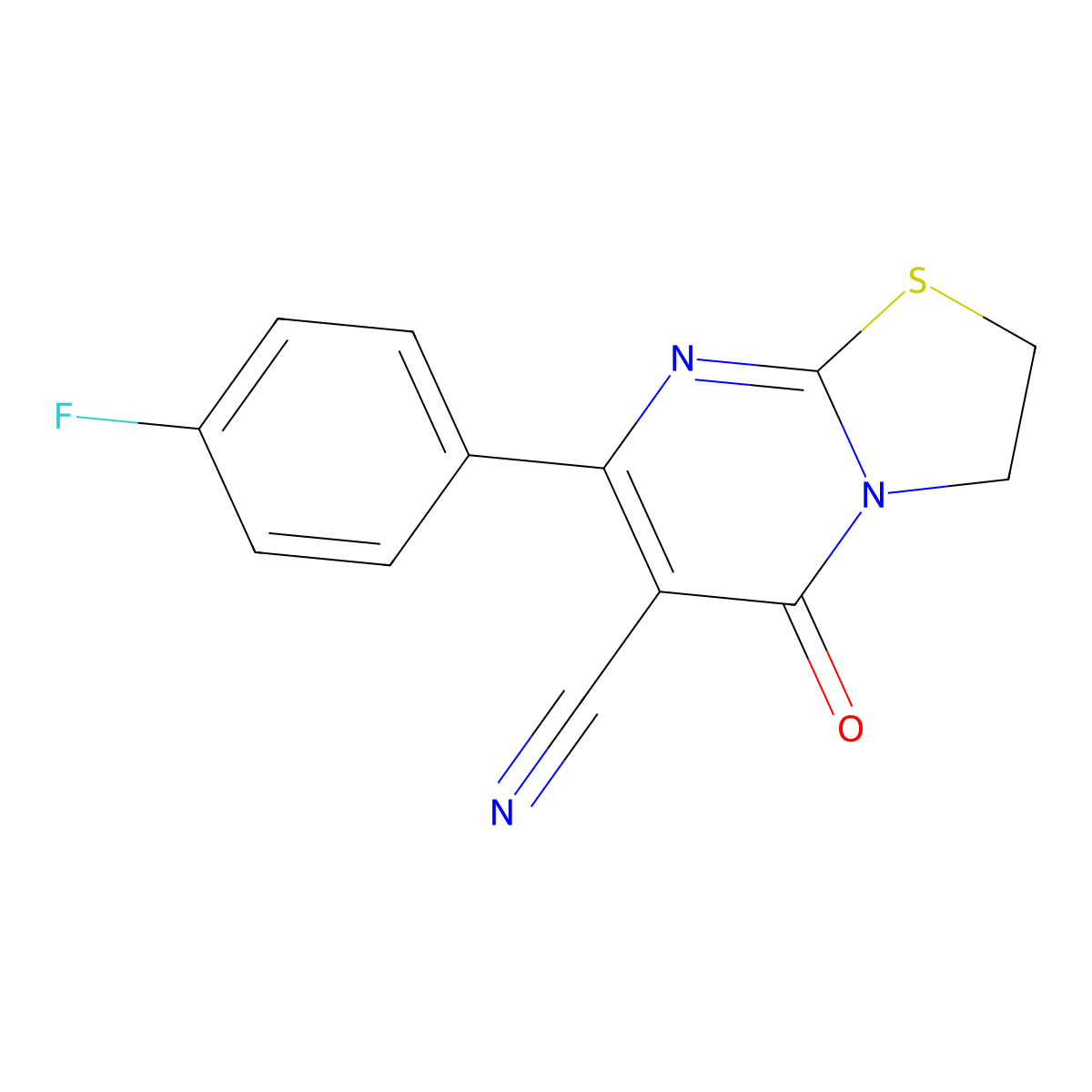 7-(4-fluorophenyl)-5-oxo-2,3-dihydro-5H-[1,3]thiazolo[3,2-a]pyrimidine-6-carbonitrile molecular structure, CAS 131364-55-1