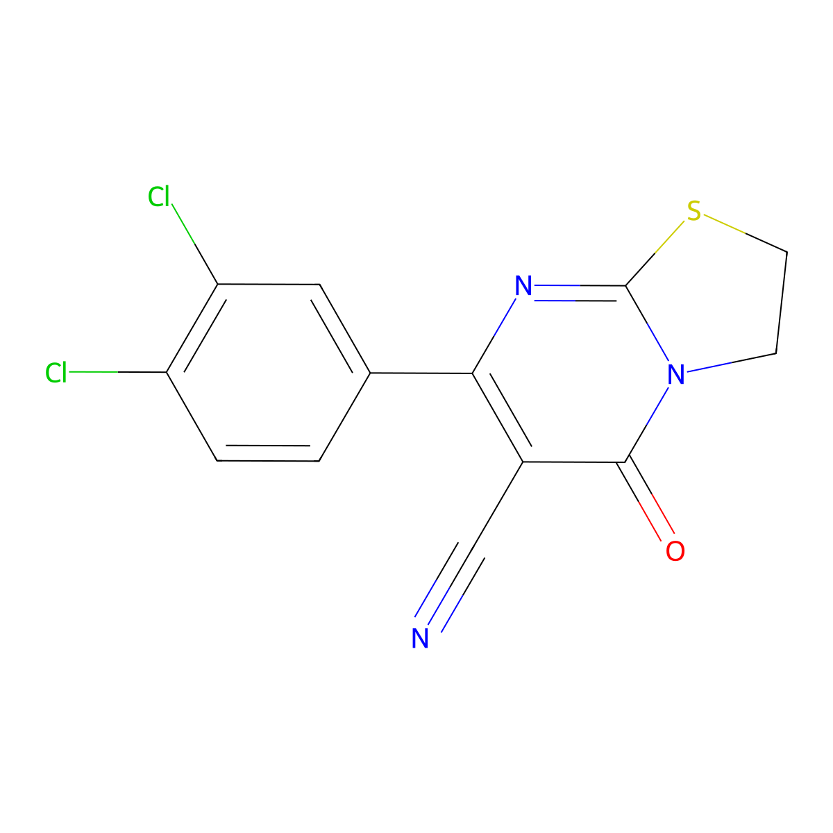 7-(3,4-Dichlorophenyl)-5-oxo-2,3-dihydro-[1,3]thiazolo[3,2-a]pyrimidine-6-carbonitrile molecular structure, CAS 131364-56-2
