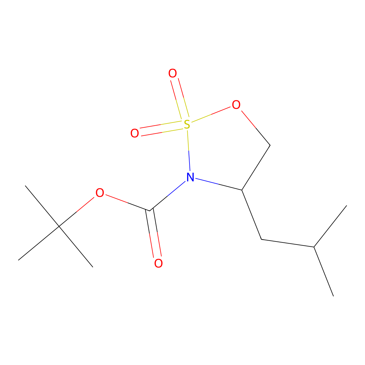 (R)-3-Boc-4-isobutyl-1,2,3-oxathiazolidine 2,2-dioxide molecular structure, CAS 1313705-90-6