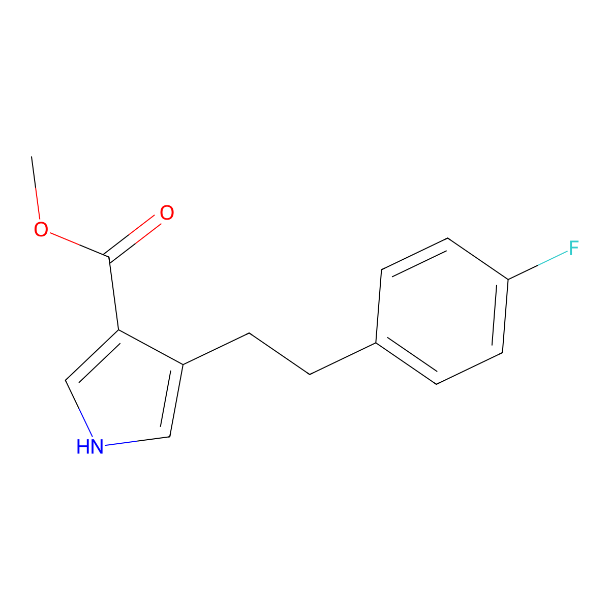 Methyl 4-(4-fluorophenethyl)-1H-pyrrole-3-carboxylate molecular structure, CAS 1313712-14-9