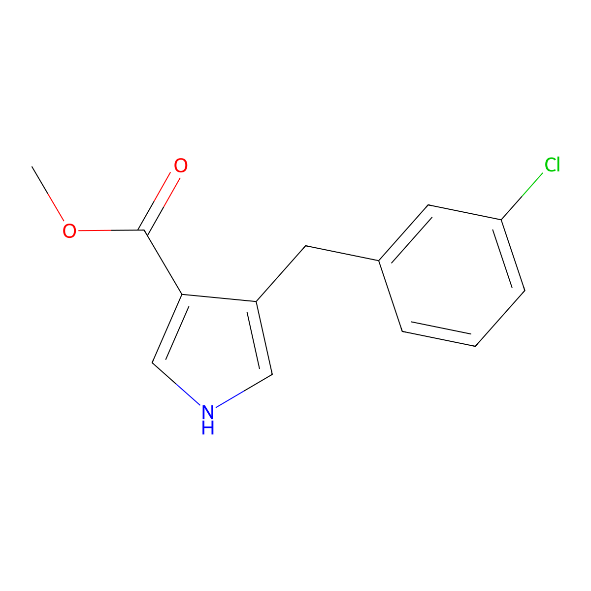 Methyl 4-(3-chlorobenzyl)-1H-pyrrole-3-carboxylate molecular structure, CAS 1313712-17-2