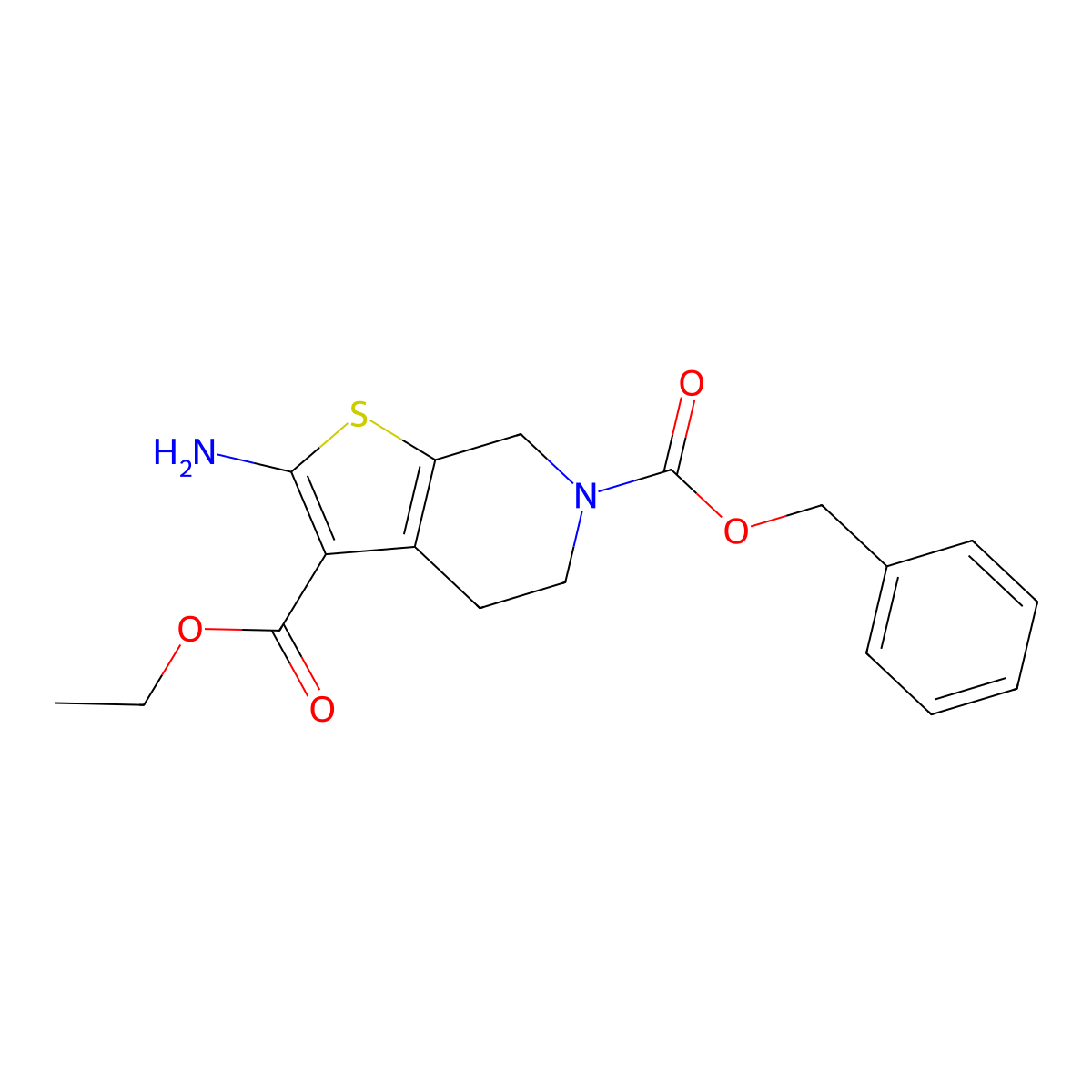6-Benzyl 3-ethyl 2-amino-4,5-dihydrothieno[2,3-c]pyridine-3,6(7H)-dicarboxylate molecular structure, CAS 1313712-37-6