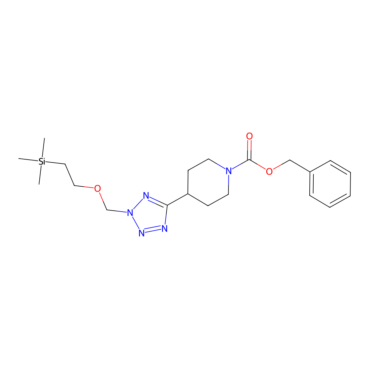 Benzyl 4-(2-((2-(trimethylsilyl)ethoxy)methyl)-2H-tetrazol-5-yl)piperidine-1-carboxylate molecular structure, CAS 1313712-41-2