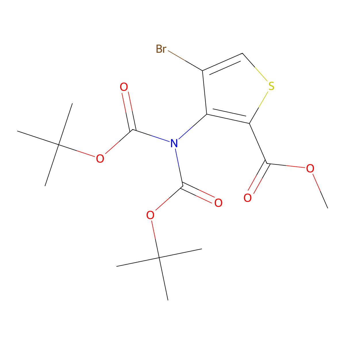 4-Bromo-3-bis(tert-butoxycarbonyl)amino-thiophene-2-carboxylic acid methyl ester molecular structure, CAS 1313712-43-4