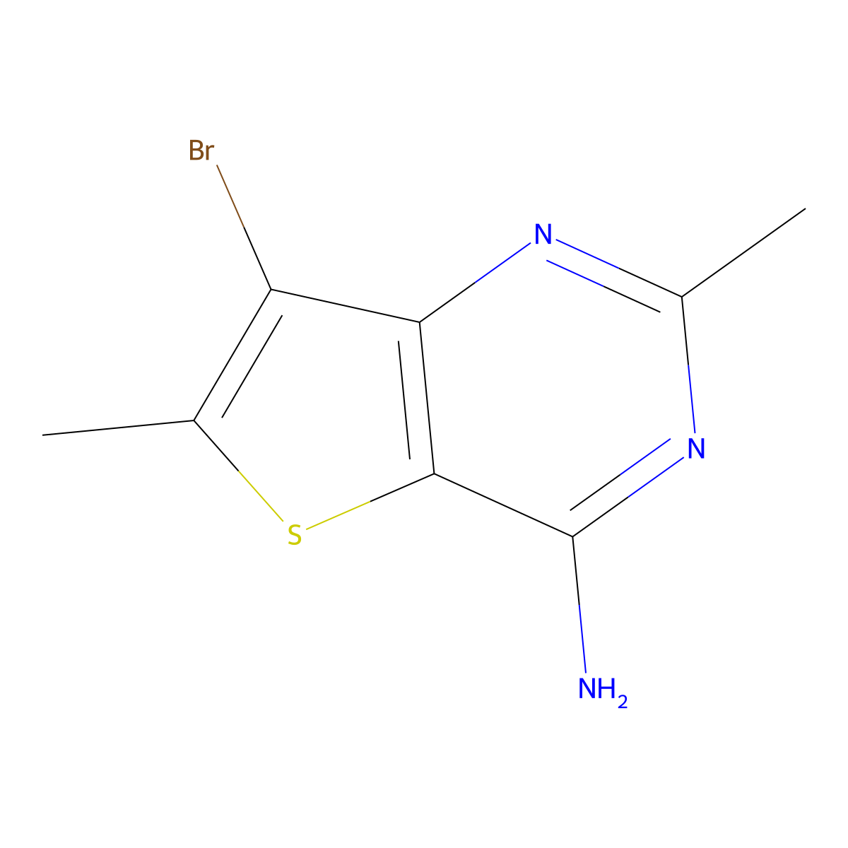 7-Bromo-2,6-dimethylthieno[3,2-d]pyrimidin-4-amine molecular structure, CAS 1313712-44-5
