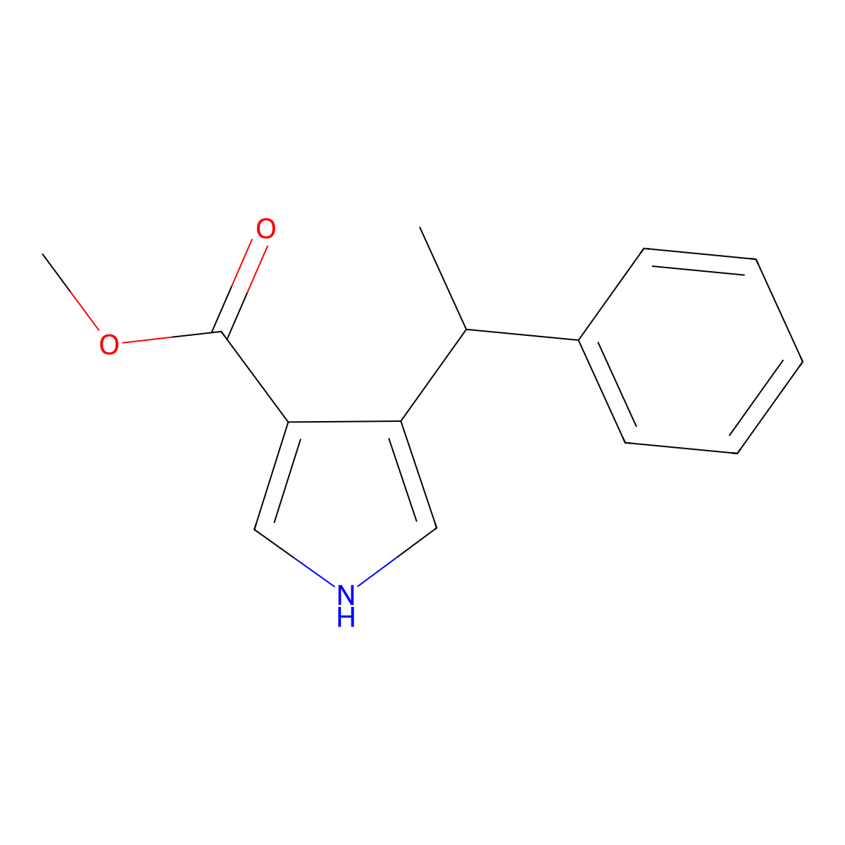 Methyl 4-(1-phenylethyl)-1H-pyrrole-3-carboxylate molecular structure, CAS 1313712-50-3