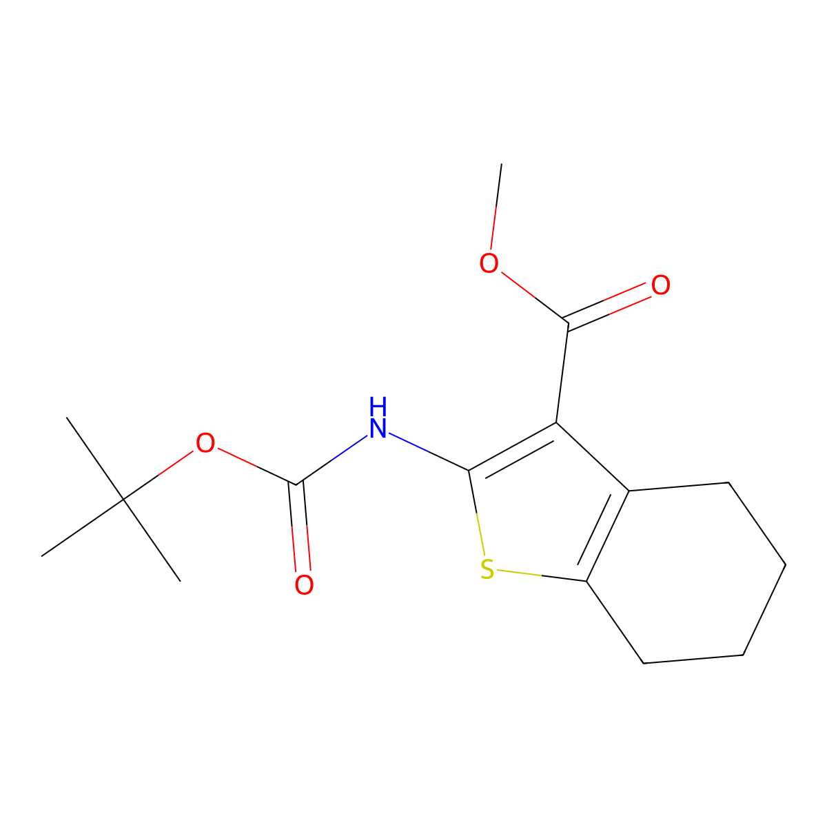 Methyl 2-((tert-butoxycarbonyl)amino)-4,5,6,7-tetrahydrobenzo[b]thiophene-3-carboxylate molecular structure, CAS 1313712-54-7