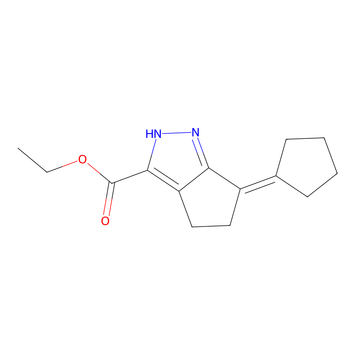 Ethyl 6-cyclopentylidene-1,4,5,6-tetrahydrocyclopenta[c]pyrazole-3-carboxylate molecular structure, CAS 1313712-62-7