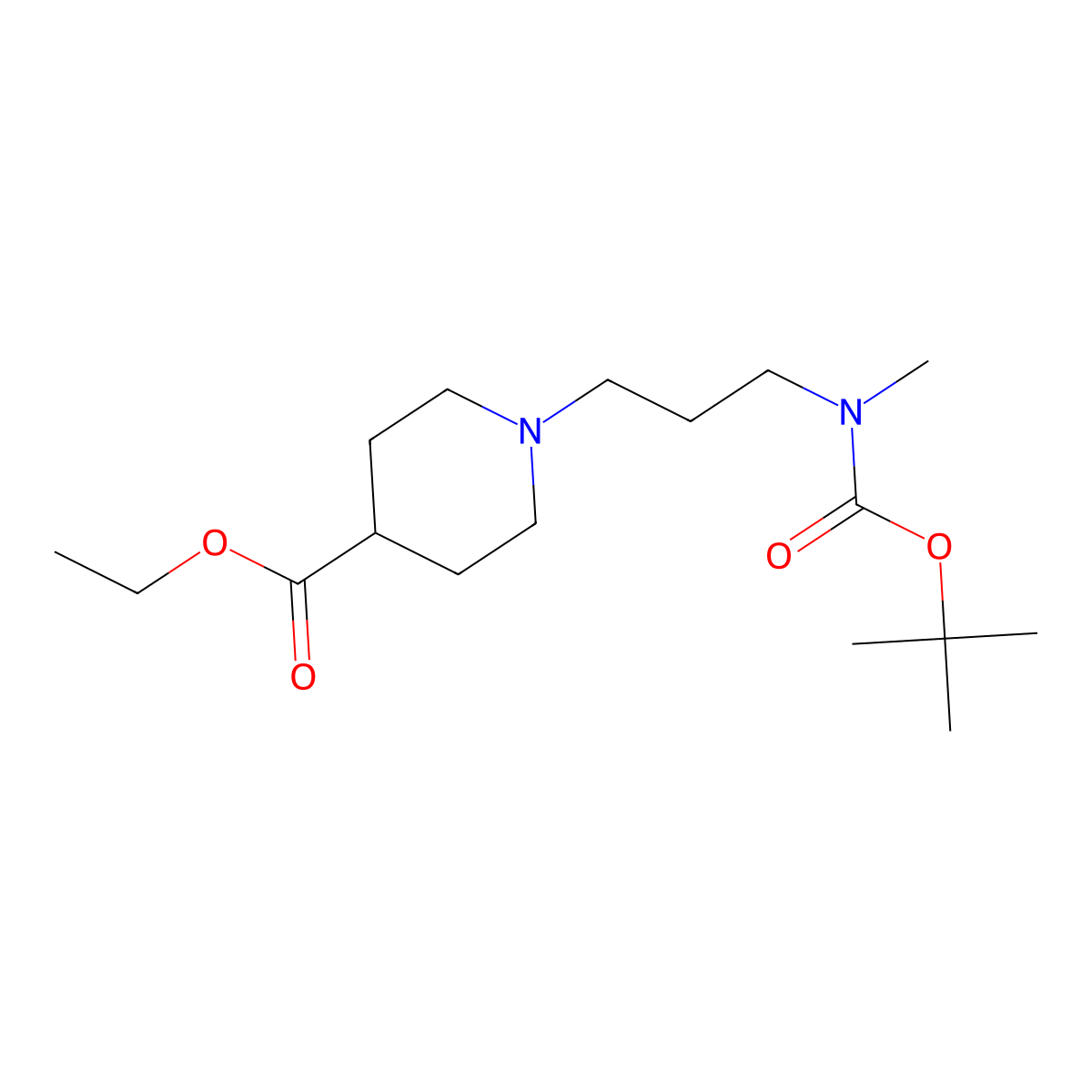 Ethyl 1-(3-((tert-butoxycarbonyl)(methyl)amino)propyl)piperidine-4-carboxylate molecular structure, CAS 1313712-70-7