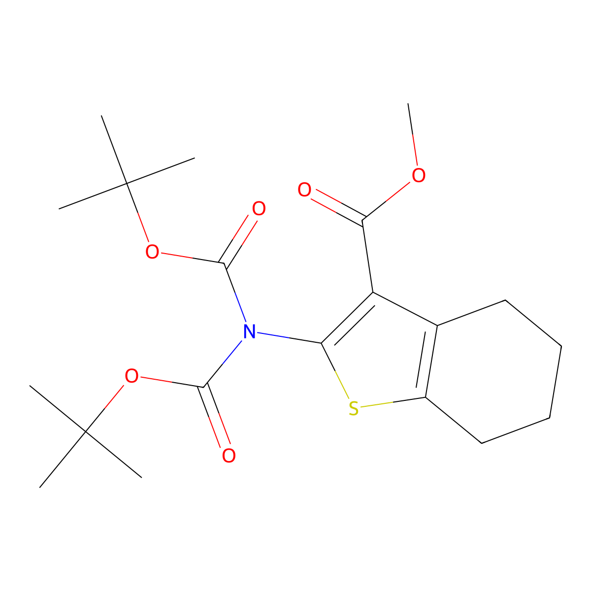 2-N,N'-bis(tert-Butoxycarbonyl)amino-4,5,6,7-tetrahydro-benzo[b]thiophene-3-carboxylic acid methyl ester molecular structure, CAS 1313712-71-8