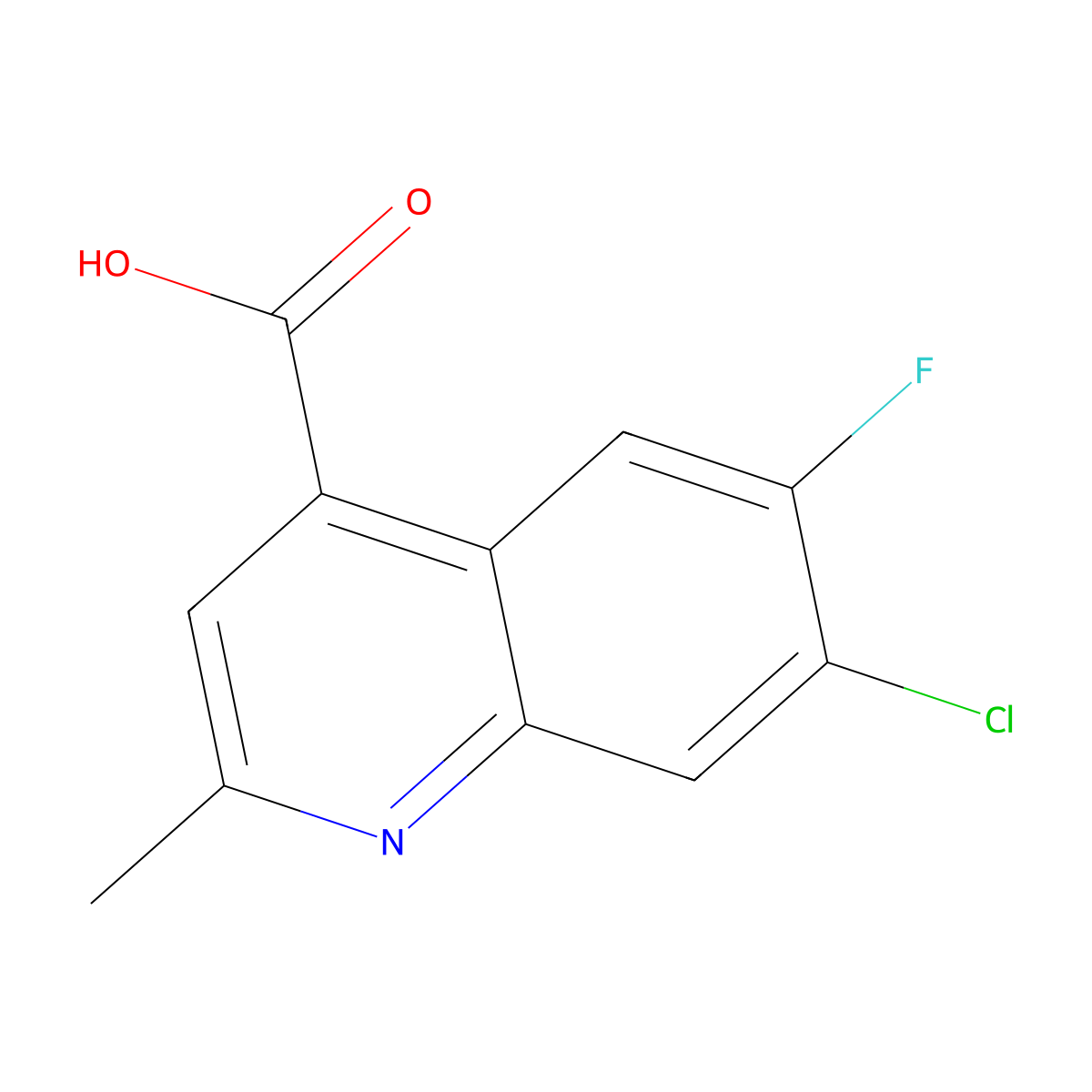 7-Chloro-6-fluoro-2-methylquinoline-4-carboxylic acid molecular structure, CAS 1313712-73-0