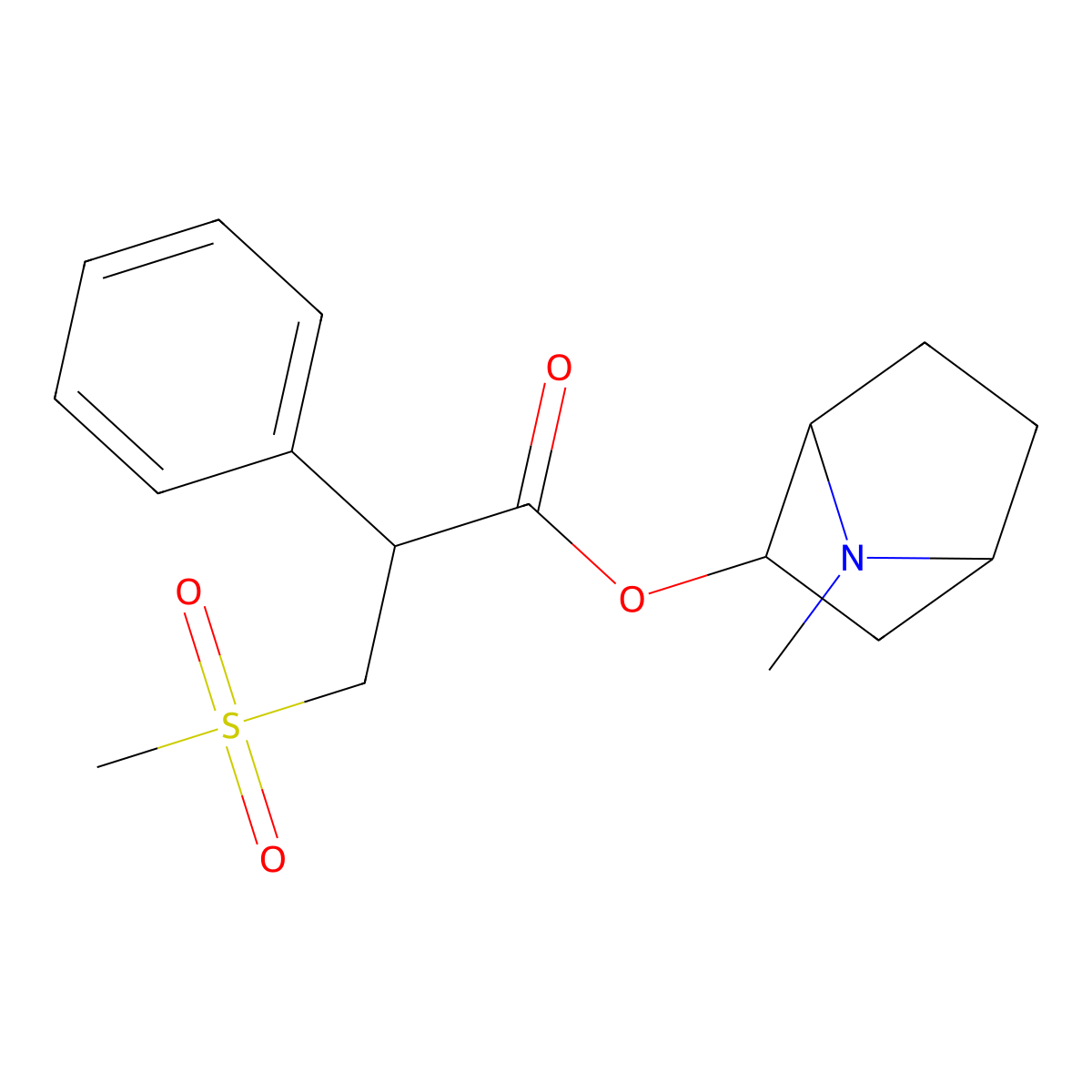 (7-Methyl-7-azabicyclo[2.2.1]heptan-2-yl) 3-methylsulfonyl-2-phenylpropanoate molecular structure, CAS 1313716-46-9