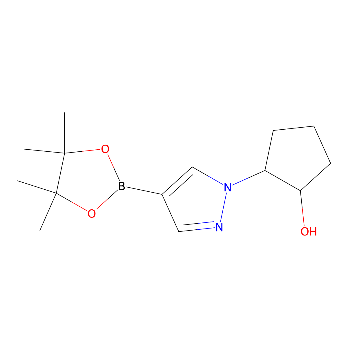 2-[4-(4,4,5,5-tetramethyl-1,3,2-dioxaborolan-2-yl)-1H-pyrazol-1-yl]Cyclopentanol molecular structure, CAS 1313726-16-7