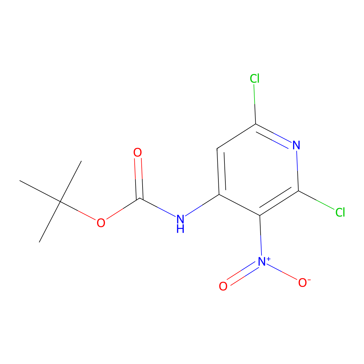 Tert-butyl (2,6-dichloro-3-nitropyridin-4-yl)carbamate molecular structure, CAS 1313726-52-1