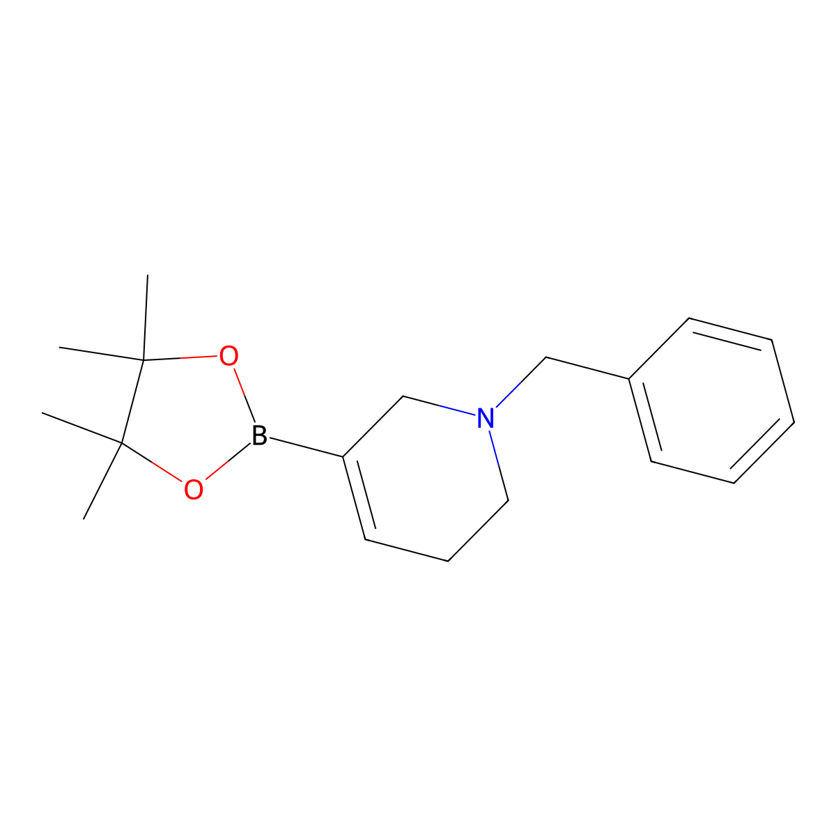 1-Benzyl-5-(4,4,5,5-tetramethyl-1,3,2-dioxaborolan-2-yl)-1,2,3,6-tetrahydropyridine molecular structure, CAS 1313738-80-5