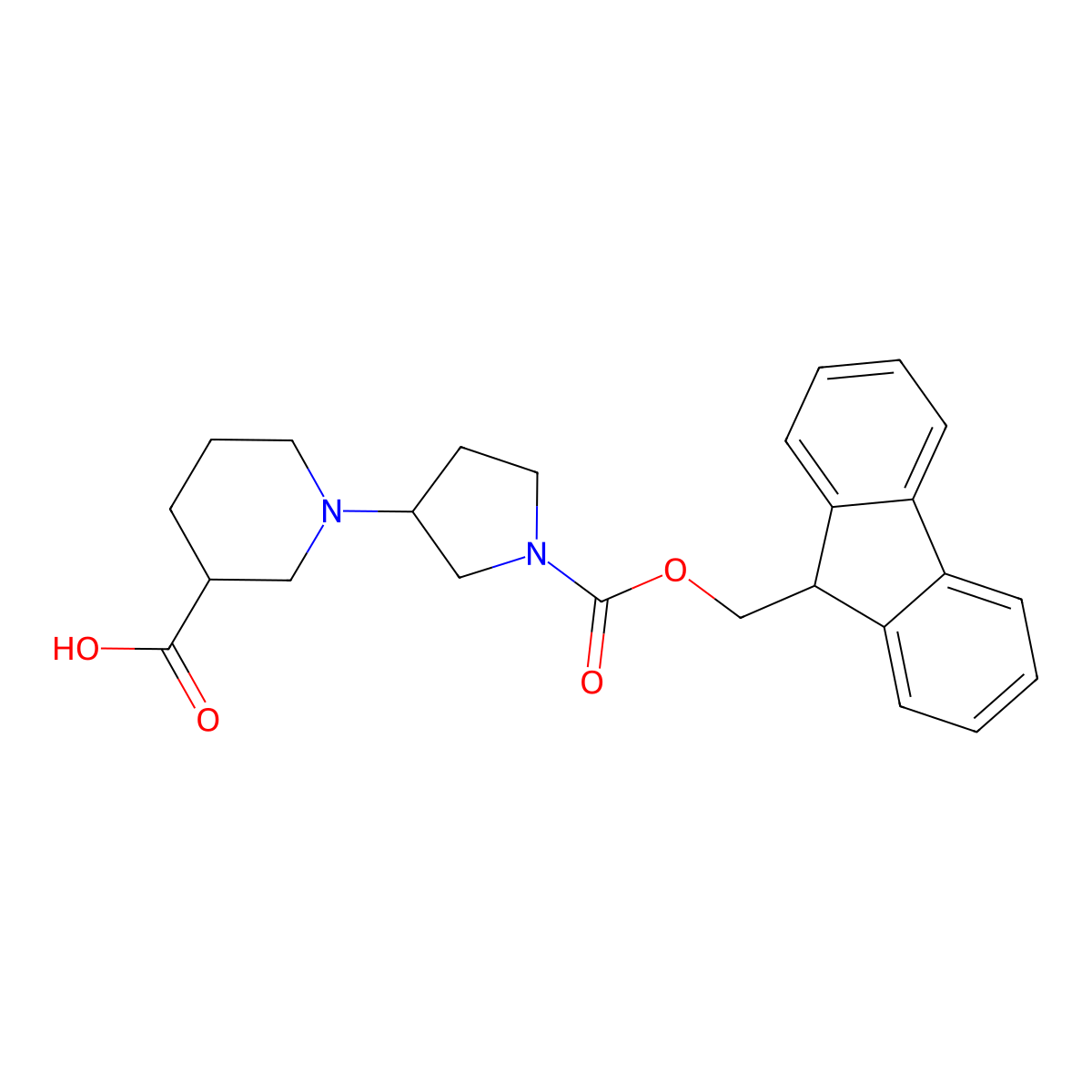 1-(1-(((9H-Fluoren-9-yl)methoxy)carbonyl)pyrrolidin-3-yl)piperidine-3-carboxylic acid molecular structure, CAS 1313738-82-7