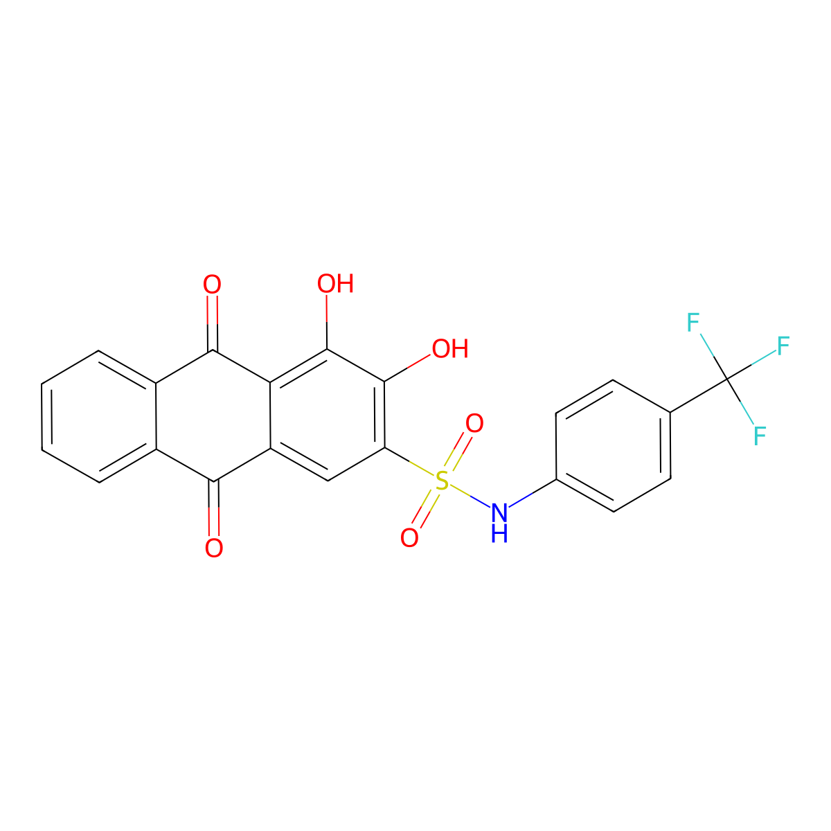3,4-Dihydroxy-9,10-dioxo-N-(4-(trifluoroMethyl)phenyl)-9,10-dihydroanthracene-2-sulfonaMide molecular structure, CAS 1313738-90-7