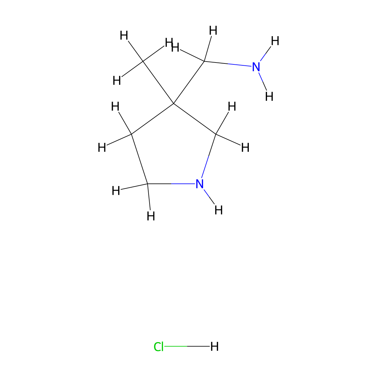 (3-Methylpyrrolidin-3-yl)methanamine hydrochloride molecular structure, CAS 1313738-93-0
