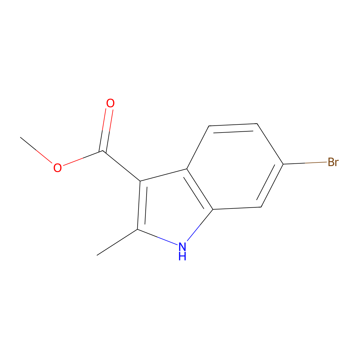 Methyl 6-bromo-2-methyl-1H-indole-3-carboxylate molecular structure, CAS 1313753-18-2