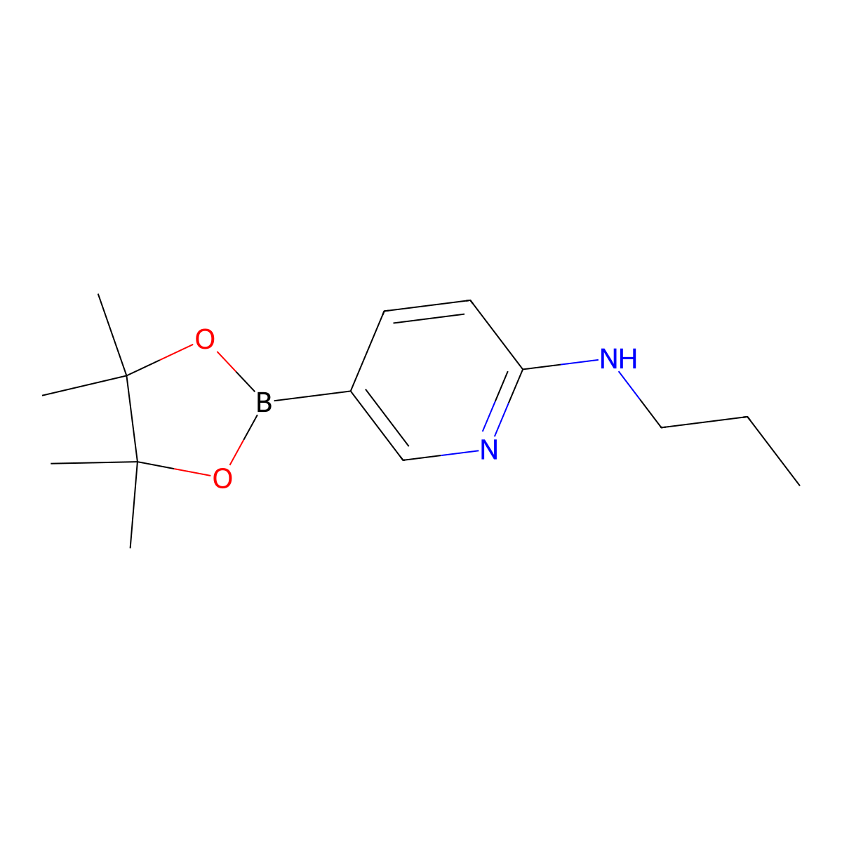 N-propyl-5-(4,4,5,5-tetramethyl-1,3,2-dioxaborolan-2-yl)pyridin-2-amine molecular structure, CAS 1313760-65-4