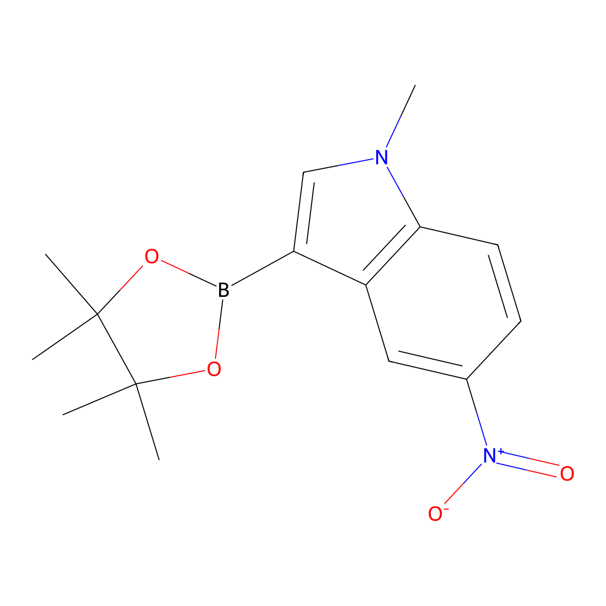 1-Methyl-5-nitro-3-(4,4,5,5-tetramethyl-1,3,2-dioxaborolan-2-yl)indole molecular structure, CAS 1313760-71-2